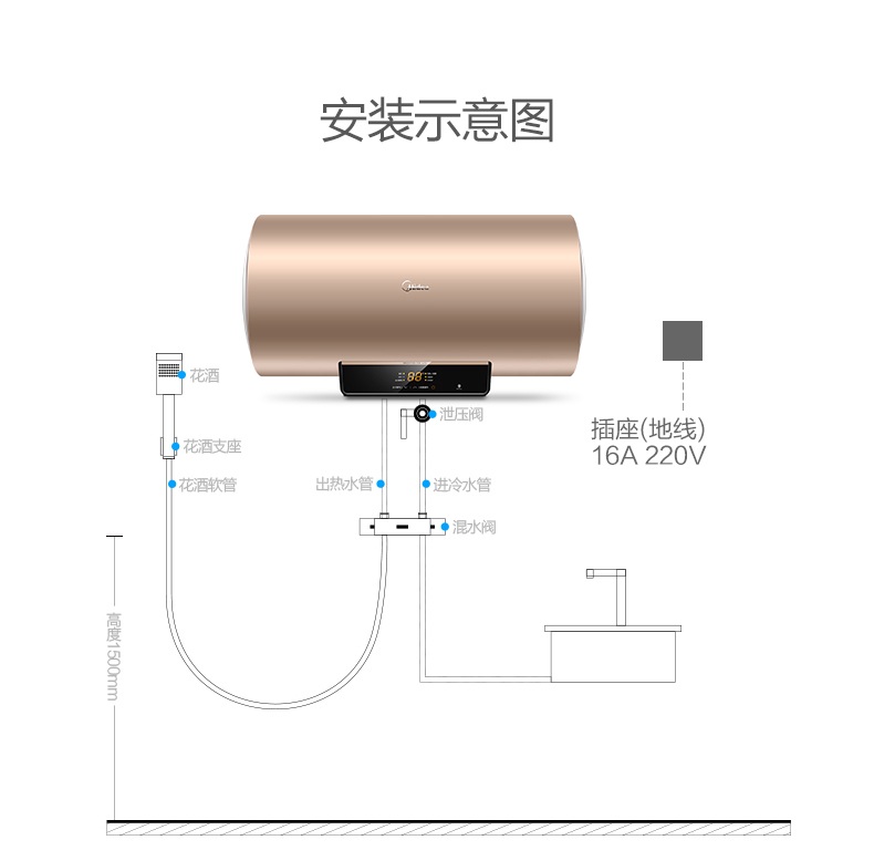máy nước nóng gián tiếp Máy nước nóng đẹp 60 lít nóng 50L phòng tắm nhà bếp Midea đẹp F6021-K3 (HE) - Máy đun nước bình nóng lạnh 30 lít