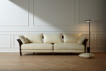 Yike Solid Wood Furniture Albatross Sofa Simple Original Design Black Walnut Top Cowhide Living Room Wood Wax Oil