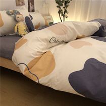 Full cotton quilted washed cotton quilted by hood Cartoon cute pure cotton student Dormitory quilted by single bedding four pieces