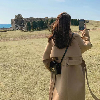 Korean style retro woolen coat women's woolen coat