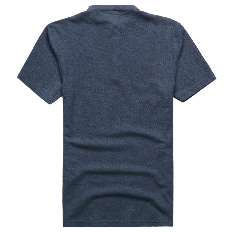 Cotton nguyên chất màu xanh hoàng gia nhỏ đứng cổ áo sơ mi nam mở ngắn tay áo thun nửa tay Henry áo sơ mi nam polo PL-65 áo phông có cổ