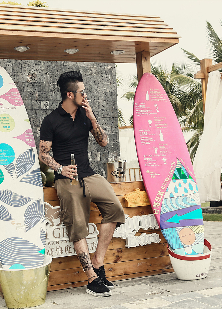 Mùa hè 2019 mới AS đầu cừu cotton màu rắn nam ve áo ngắn tay áo thun Slim Anh POLO áo sơ mi T532 áo polo nam