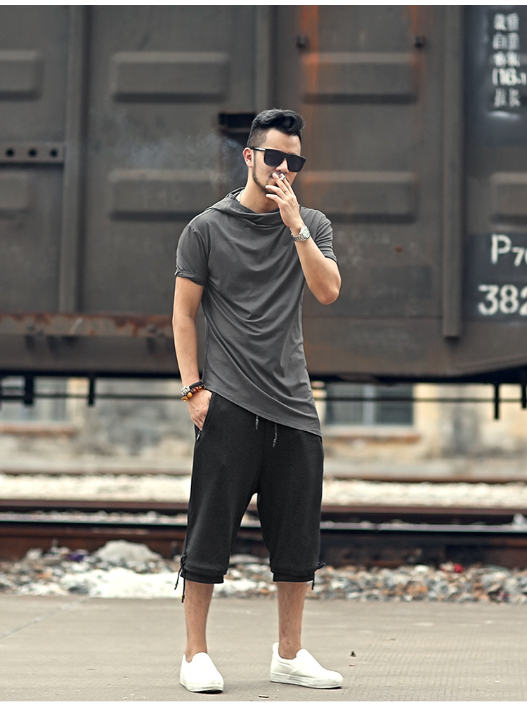 Mùa hè 2019 mới màu đen thủy triều quần thể thao nam bảy quần nam quần short thể thao màu đen K702 quần jean nam hàng hiệu