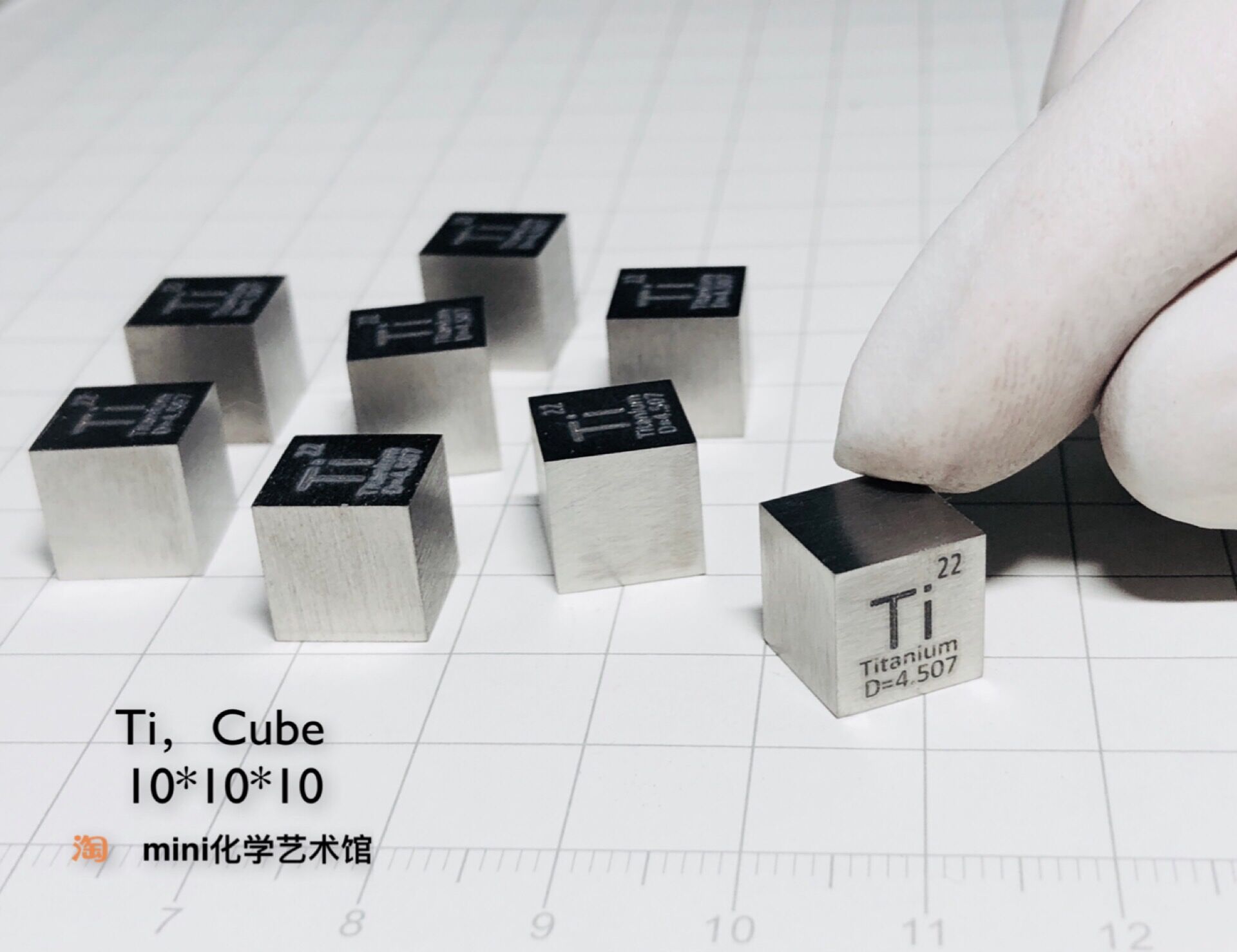 Titanium cubic metal titanium periodic phenotype cube length 10mm edge weight approximately 4 57g Ti≥99 5%