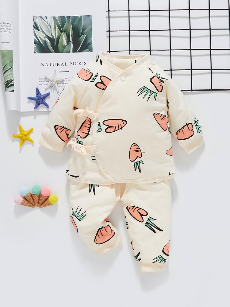 Newborn baby clothes set Spring and autumn padded monk clothes Newborn thin cotton warm cotton clothes Baby cotton coat quilted jacket