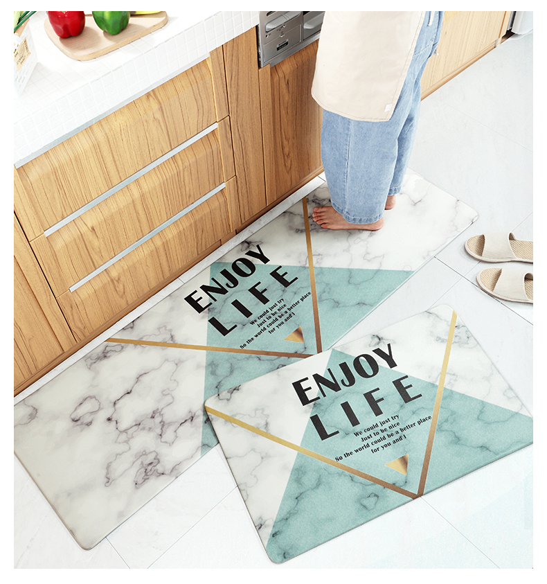 Bắc Âu ins gió cẩm thạch nhà bếp thảm sàn PVC da chống trượt chân cao su pad chống thấm dầu pad thảm lót sàn nhà bếp