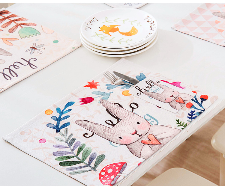 Phim hoạt hình thỏ pocket creative bảng pad cotton linen nghệ thuật bàn cà phê cách nhiệt coaster nhỏ tươi bữa ăn tấm vải đệm