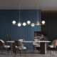All-Copper Minimalist Restaurant Chandelier, Modern Simple Creative Dining Room Lamp, Nordic Light Luxury Tea Room Long Table Bar Lamp