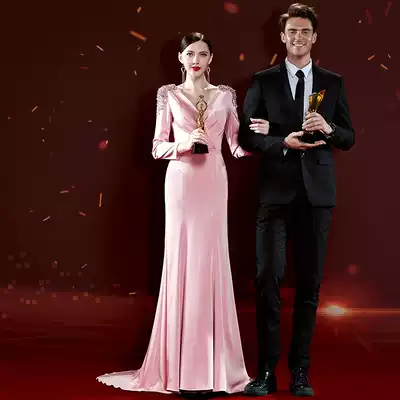 High-end annual meeting host Atmospheric Heavy industry evening dress dress women 2021 New banquet temperament Noble high quality