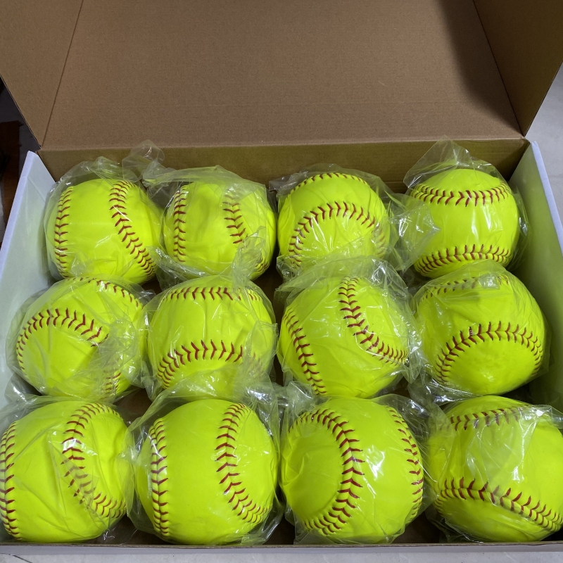 High-Quality Pu Core Professional Competition Soft/Hard 12inch Softball Genuine Leather Cowhide for College Students