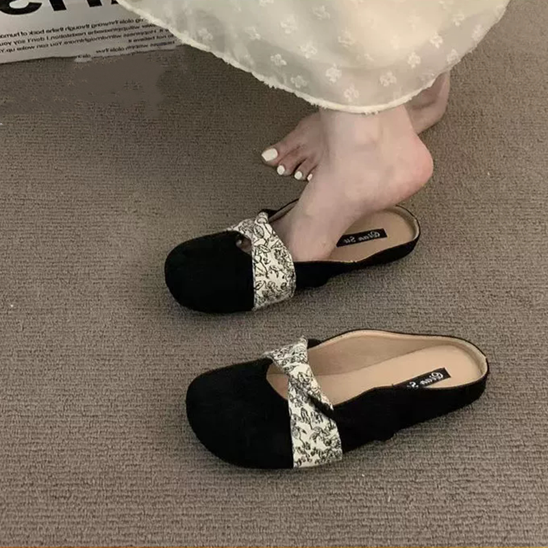 配裙子玛丽珍半托女鞋薄底法式外出凉拖包头半拖鞋女夏季2025新款