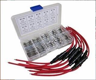 Wired fuse holder with 100 boxes of 5x20mm glass fuse 0 2A~15A fuse
