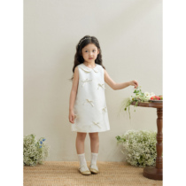 Sonnykidds girls summer temperament white vest dress light extravagant small and fragrant wind birthday gown butterfly knot dress