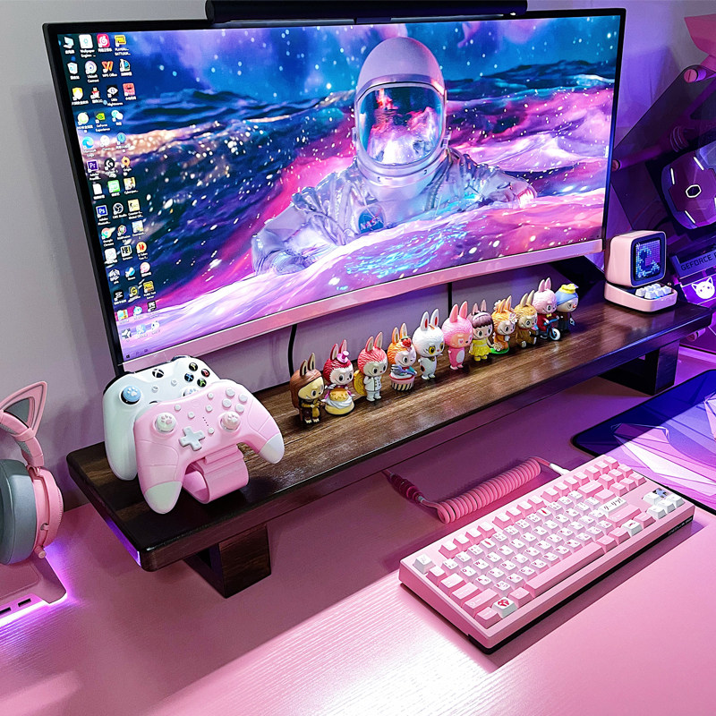 Display Increase Elevated Trust Neck Protection Neck Desktop Computer Base With High Desktop Keyboard To Contain Solid Wood Shelve