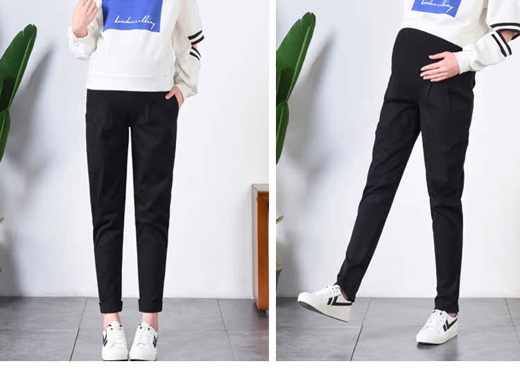 Quần bà bầu size lớn mùa thu đông cộng với quần legging nhung ấm, quần rộng bên ngoài mặc quần harem quần tất bầu
