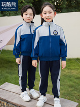 Play Cool Bear New Primary School Uniform Three Pieces of Spring and Autumn Childrens Class Clothing Fall Sports Wind Kindergarten Clothing
