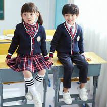 Boys and girls kindergarten uniforms British style suits childrens cotton knitted class clothes primary school uniforms college style