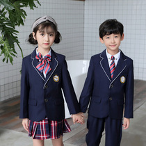 Spring and autumn pupils British style school uniform suit childrens college small suit class service kindergarten garden uniform four-piece set