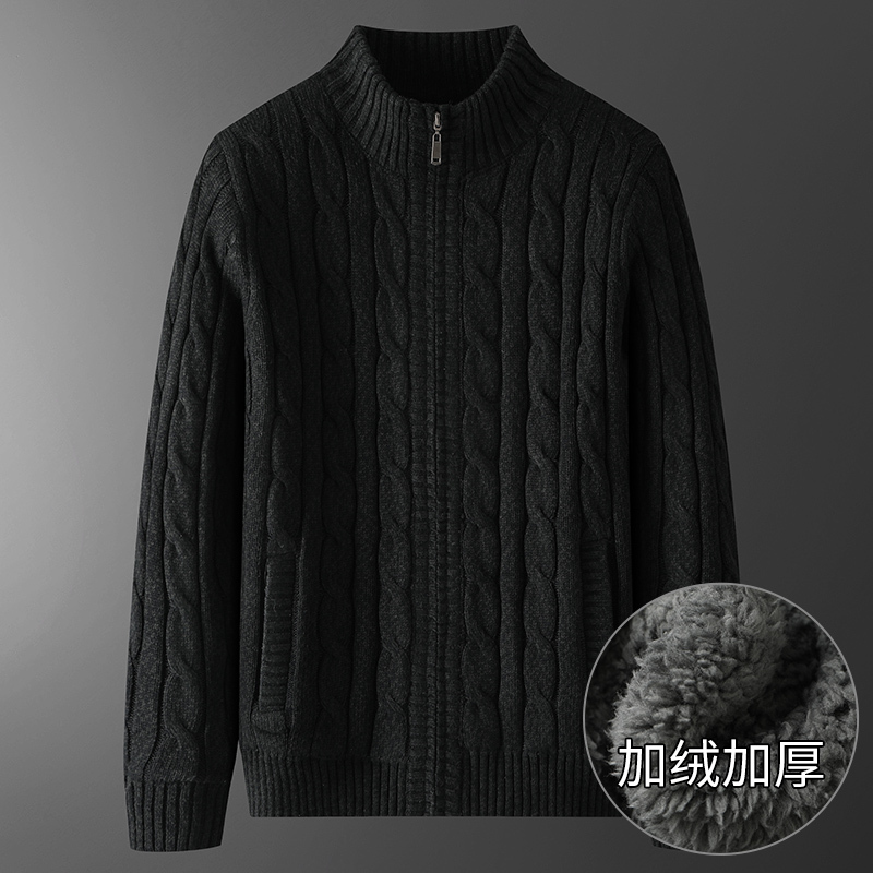 Winter Fleece-Lined Thick Half-Turtleneck Cardigan Sweater for Men, Plus-Size Knitwear, Extra Large Size, Chunky Knit Sweater Jacket Winter Fleece-Lined Thick Half-Turtleneck Cardigan Sweater for Men, Plus-Size Knitwear, Extra Large Size, Chunky Knit Sweater Jacket