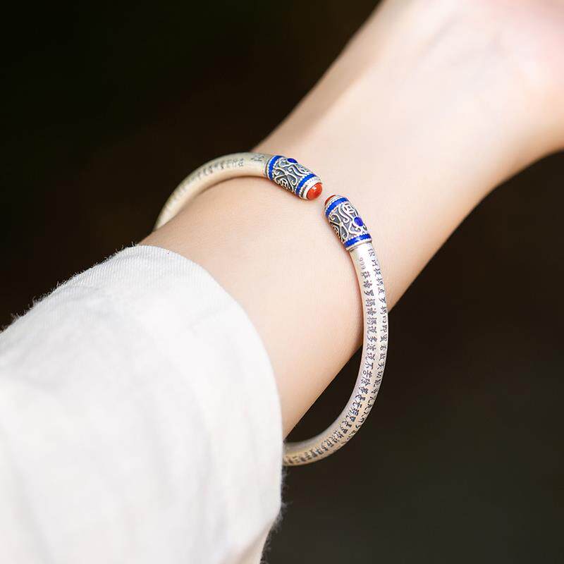 The Bullying 9 Heart Bracelet Hearty Gufeng No Pure Silver Foot Silver 99 Hand Woman Matt Karate the inner lettering of the Manau bracelet-Taobao