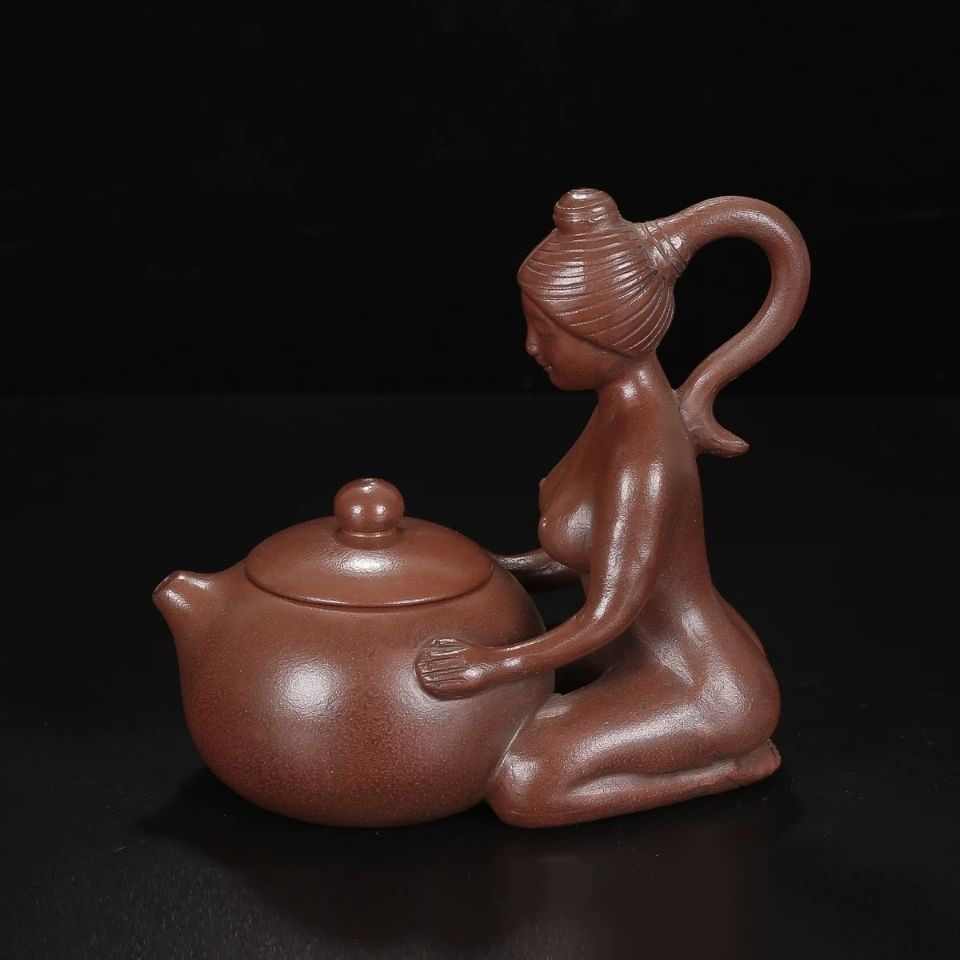 【高建芳】 稀少美品 貴重 紫砂手彫 美女壺 茶壺 茶器 急須 茶道具 煎茶道具 賞物 置物 美女紫砂壶价格_美女紫砂壶图片- 京东