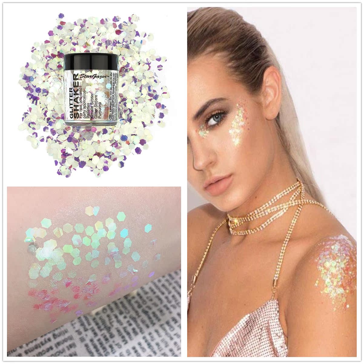 stargazer white geometric eyewear weekly sequel eye shadow stage makeup reflective face with eye makeup art children