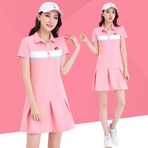 Golf Vêtements Femme Dress Dress New Summer Big Code col Flip manches courtes Slim Sports T-shirt Casual Sports Dress