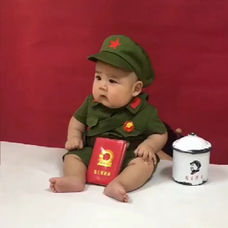 Photo Studio Hundred-Day Little Red Army Themed Photography Outfit Children's Photography Clothing One-Year-Old Baby Photo Shoot Eighth Route Army Clothes