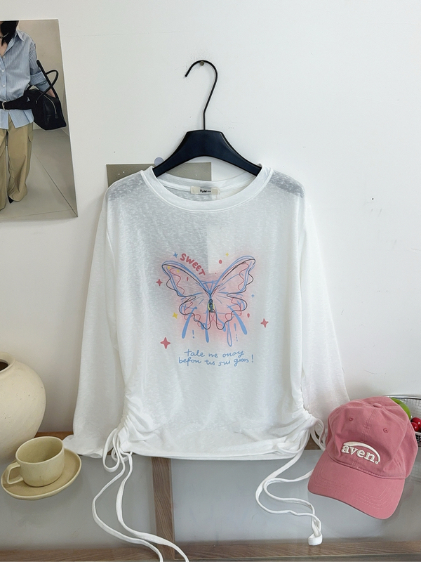 Double-Sided Drawstring Lyocell Butterfly Long-Sleeved Sun Protection Top Double-Sided Drawstring Lyocell Butterfly Long-Sleeved Sun Protection Top