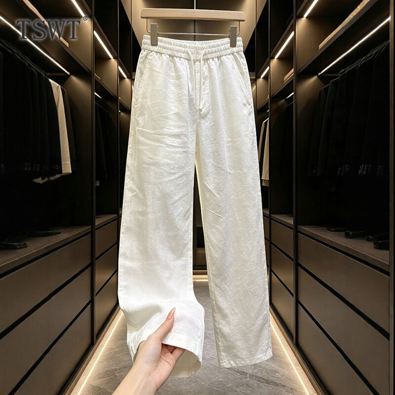 High-End Old Money Style Linen Ice Silk Straight-Leg Pants for Men, New Spring and Autumn Breathable Loose Fit Wide-Leg Casual Trousers High-End Old Money Style Linen Ice Silk Straight-Leg Pants for Men, New Spring and Autumn Breathable Loose Fit Wide-Leg Casual Trousers