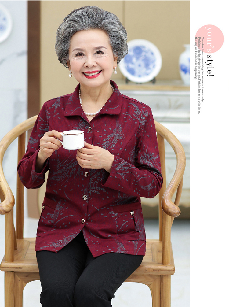 Người trung niên và người cao tuổi mùa thu áo khoác mỏng của bà ngoại tải áo dài tay mùa hè quần áo cũ cho mẹ mùa xuân và mùa thu 60 áo kiểu trung niên 2020