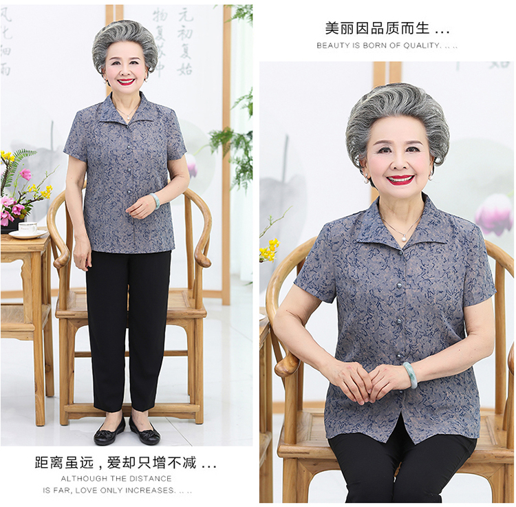 Phụ nữ trung niên và cao tuổi mùa hè áo sơ mi ngắn tay mẹ mùa hè phù hợp với bà già mùa hè quần áo mỏng bà già - Phụ nữ cao cấp vest nữ trung niên