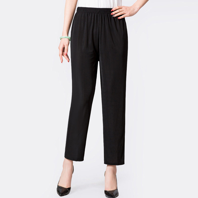 Middle-aged and elderly women's pants mom loaded with summer clothes casual long pants 60-70-80-year-old grandma loaded with summer 9 pants