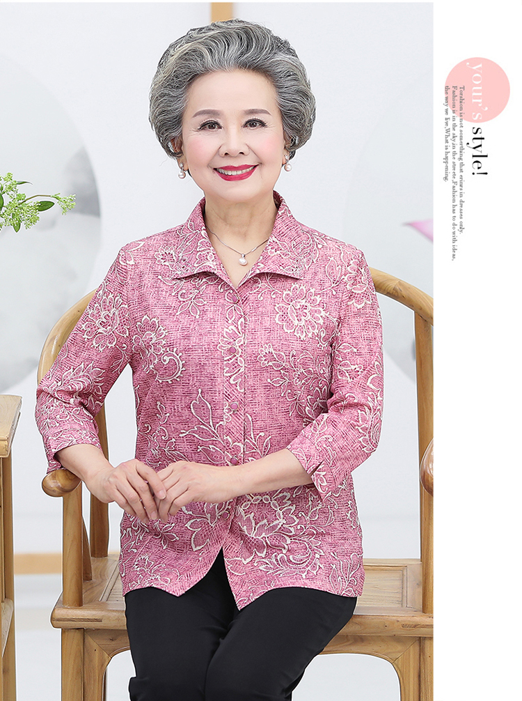 Áo sơ mi nữ trung và tuổi xuân áo sơ mi mỏng mẹ tải mùa hè áo bà bà mùa hè áo bà già - Quần áo của mẹ váy tuổi trung niên