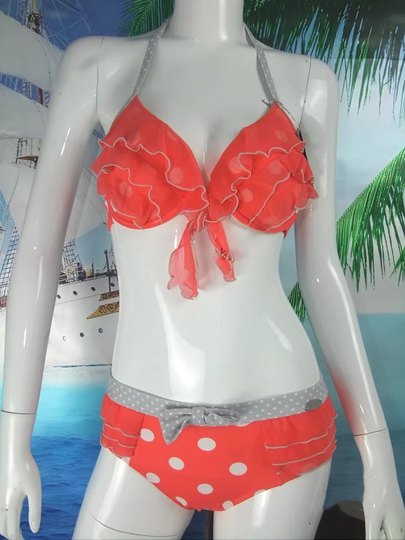 Купальник бикини с подкладкой и эффектом пуш-ап, серия Fendis в горошек, размер L, модель FS0410, модный комплект из двух предметов для отдыха на курортах, оригинал, 599