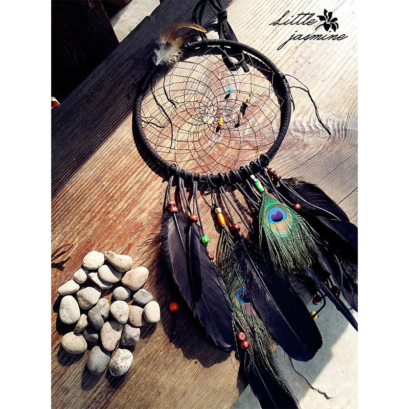Original Indian dream catcher pendant retro Wall Wall decoration creative handmade diy material bag black and white gift
