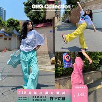 ORG Collection Dopamine Colored Pants American Engineering Pants Woman Summer Straight Drum Wide Leg Casual Pants Man