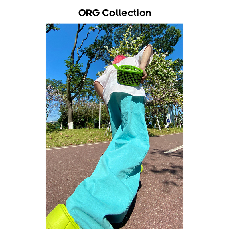 Org Collection Washed Blue Jeans for Women, Summer Straight Loose Wide-Leg Pants, High-Waisted Floor-Length Pants for Men