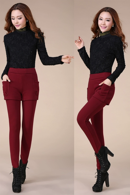 Quần legging nữ mùa đông 2017 mới nhung mỏng Plus Quần nhung dày trung niên 40-50 tuổi mẹ mùa đông