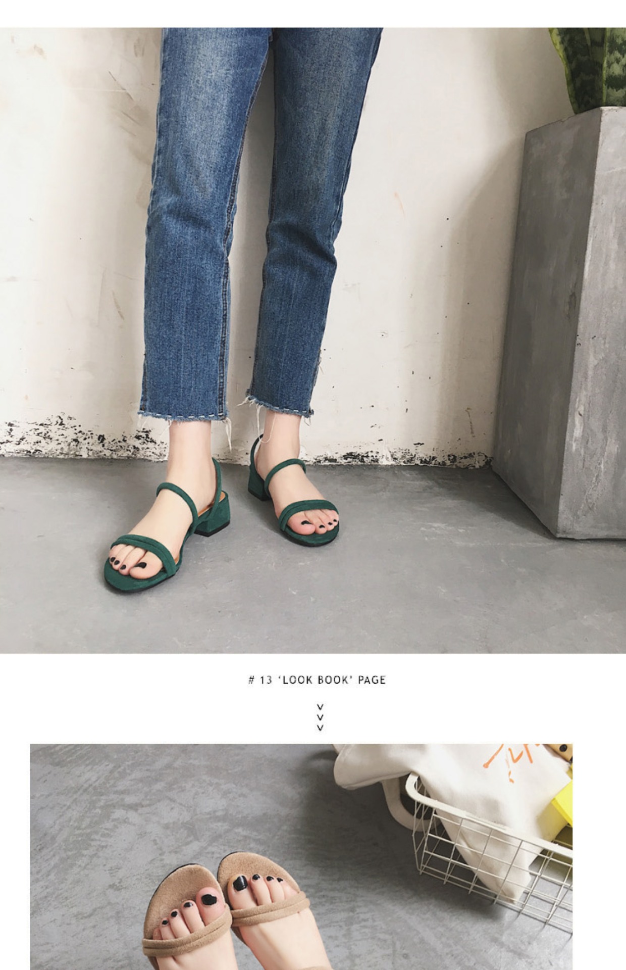 Phiên bản Hàn Quốc hoang dã của đầu tròn với một từ với dép bằng phẳng Dép La Mã hở ngón bằng da lộn với dép nữ dép havaianas đính đá
