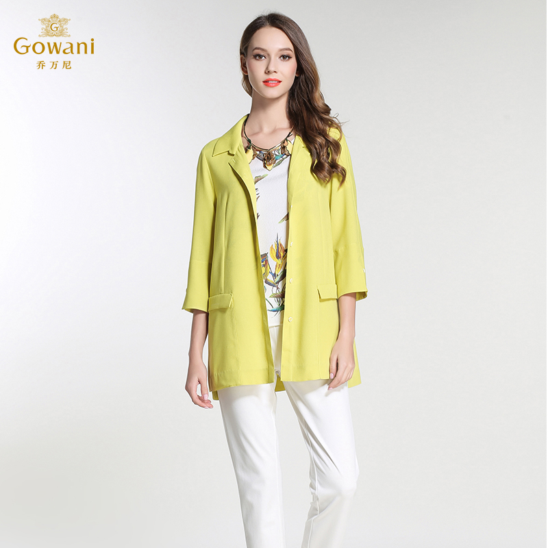 Giovanni phụ nữ váy mùa thu mới của phụ nữ giản dị áo rãnh đơn hàng buckleth phong cách áo gió cô gái vừa chiều dài của Anh
