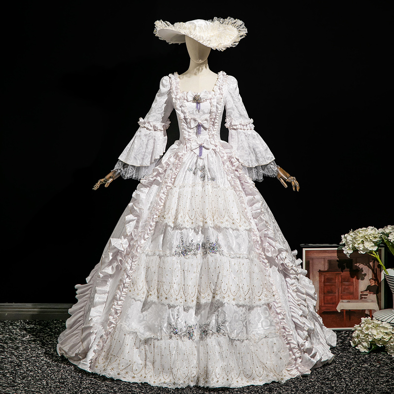 White Wedding Dress Princess Costume Court Attire Party Annual Meeting Stage Drama Russian Travel Photography Studio