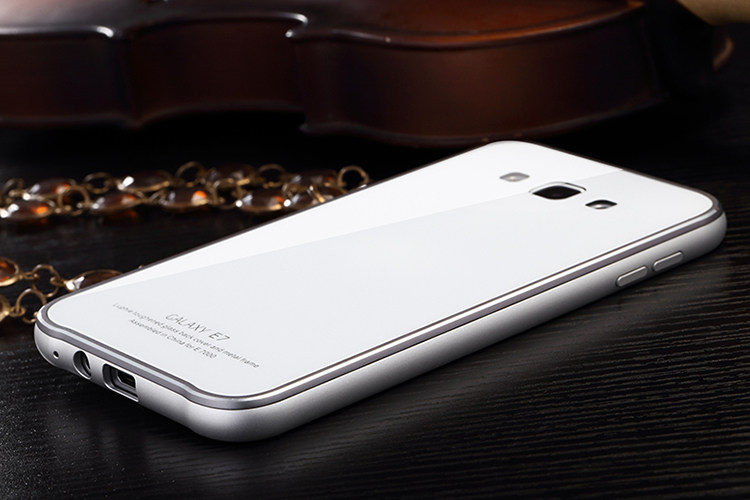 Luphie Aircraft Aluminum Metal Frame 9H Tempered Glass Back Cover Case for Samsung Galaxy E7 E7000