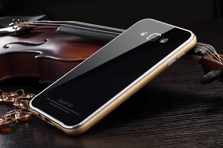 Luphie Aircraft Aluminum Metal Frame 9H Tempered Glass Back Cover Case for Samsung Galaxy E7 E7000