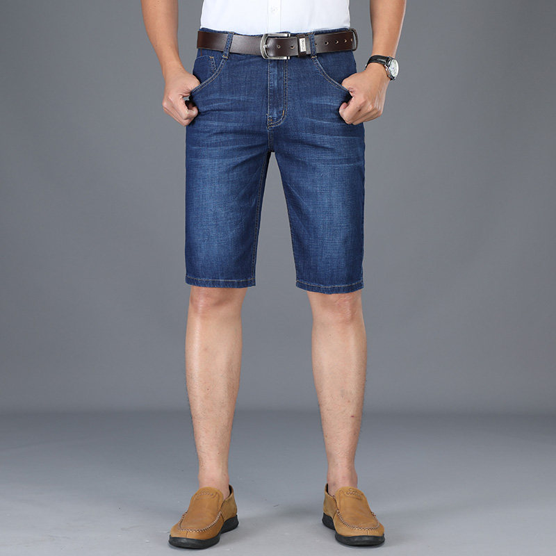 Summer thin denim shorts men's five-point casual jeans men's loose straight seven-point five-point pants