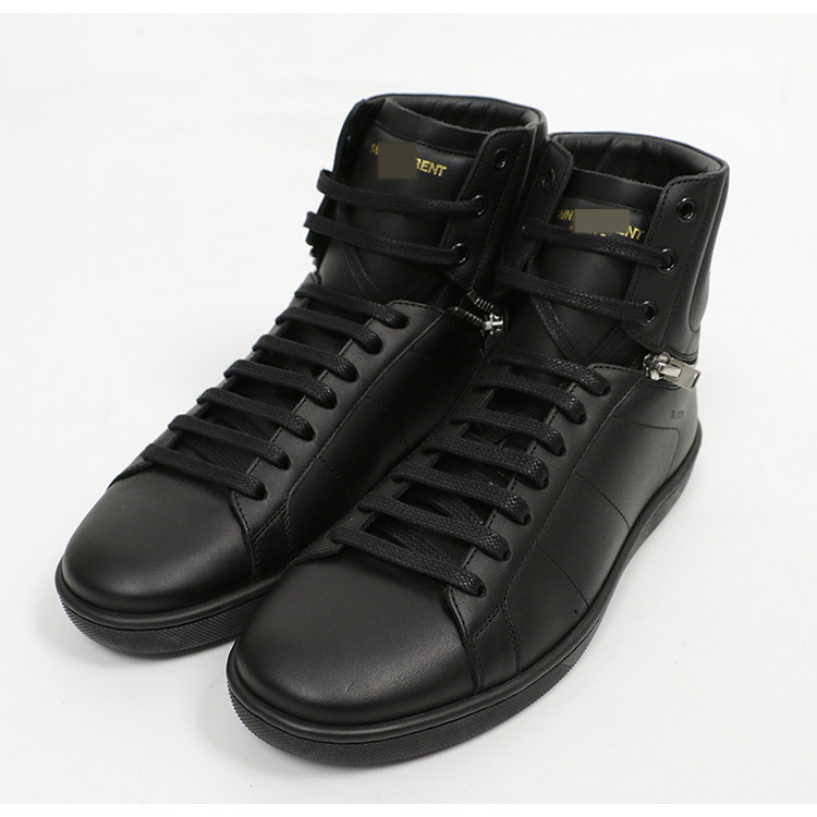 Special 1990-black short boot male shoe tongue gold letterprint logo whole circle pull chain design cow leather Italy