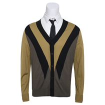 Special 799-Autumn Mens Cardigan Sweater Color Blocking Merino Wool