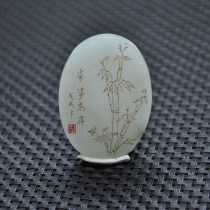 New arrival Nanyang Jade Dushan Jade Ice permeable white jade gilt Ping An brand pendant rising step by step pendant