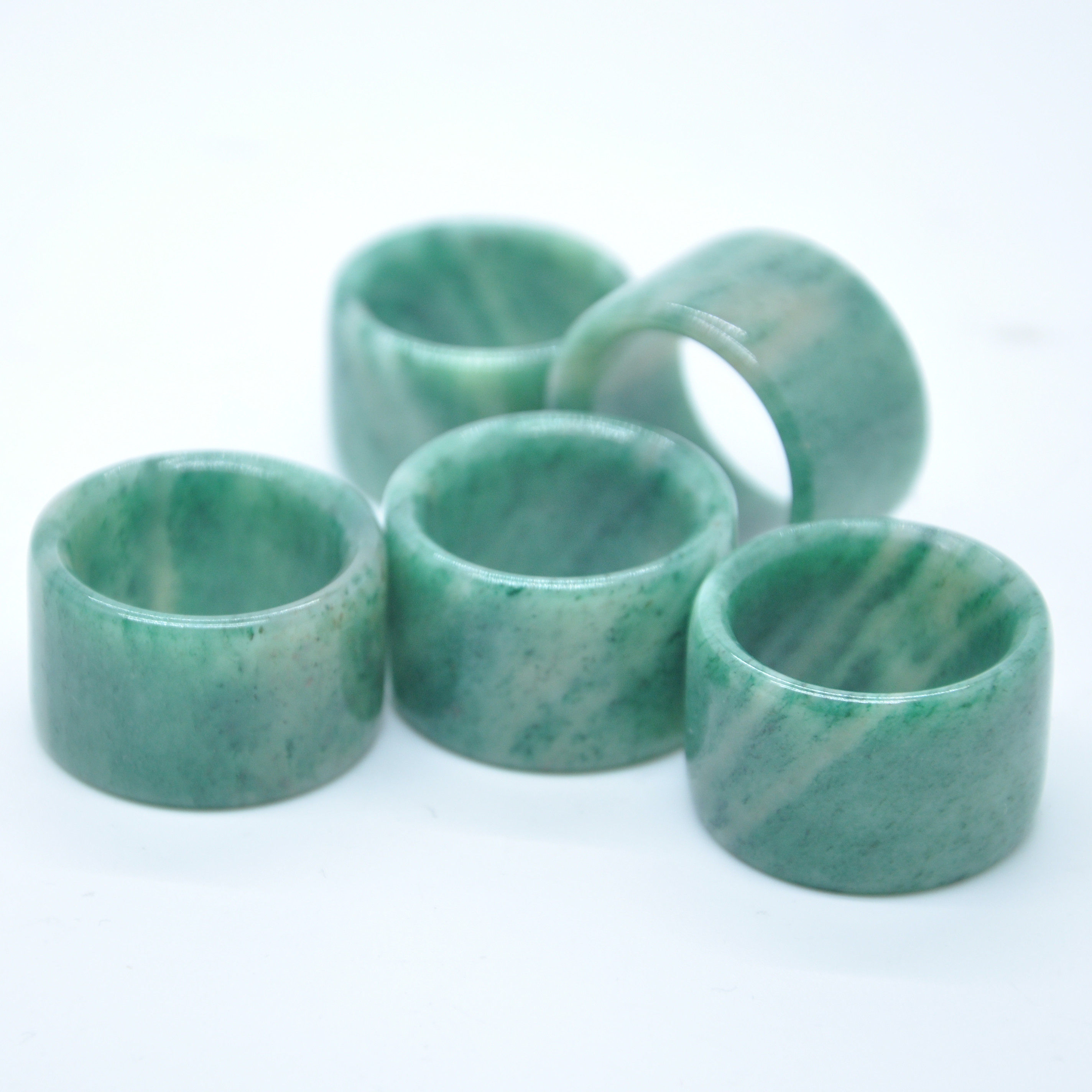 Xinglong Duyu] Nanyang jade old material fresh sky blue Dushan jade Duyu finger carved Ruyi men's jade ring ring