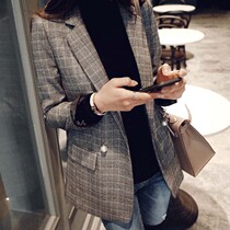 2020 spring new fat plus size plaid small blazer women fat mm200 Jin Long slim suit